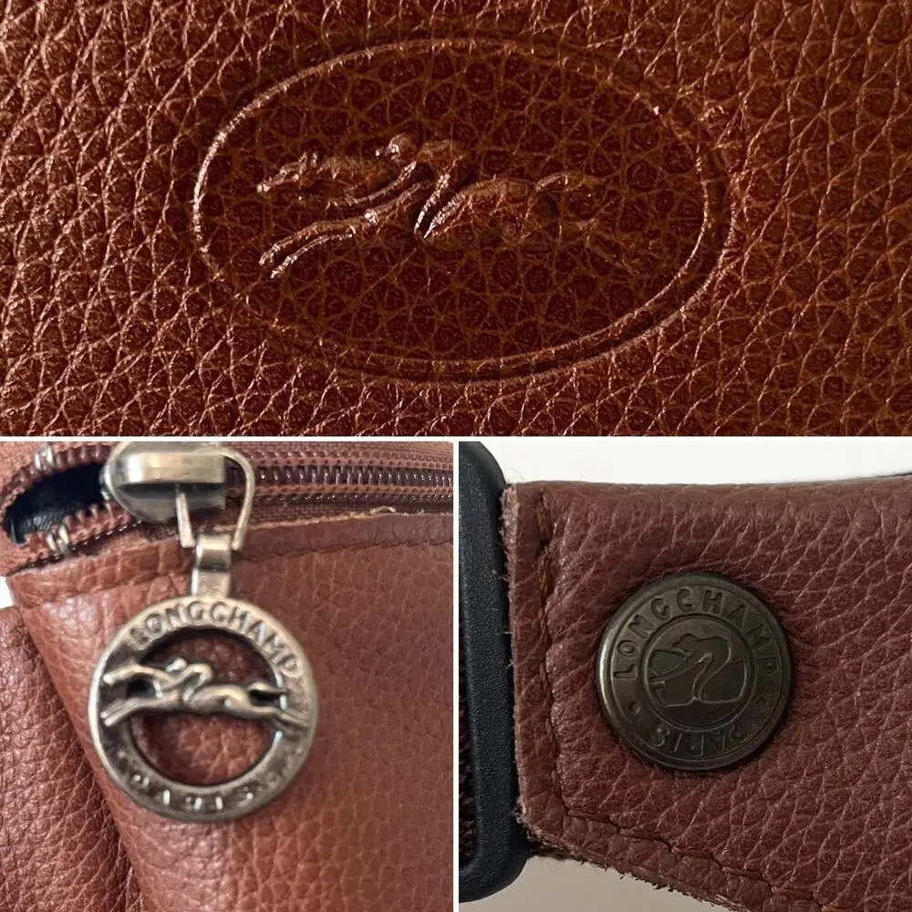 Longchamp Vintage Le Foulonne Pebbled Leather Belt Bag Fanny Pack Y2K Brown